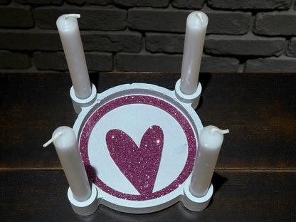 Handgefertigtes Kerzenhalter-Set mit Kerzen & austauschbarem Inlay