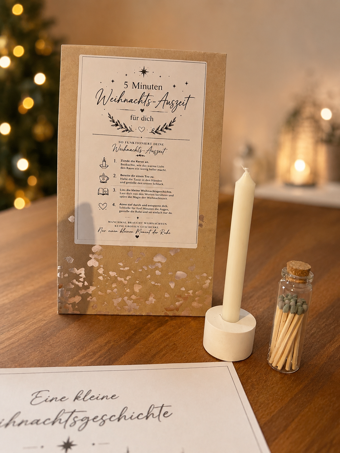 5 Minuten Weihnachts-Auszeit für dich | Geschenkset mit Kerze, Tee & Weihnachtsgeschichte