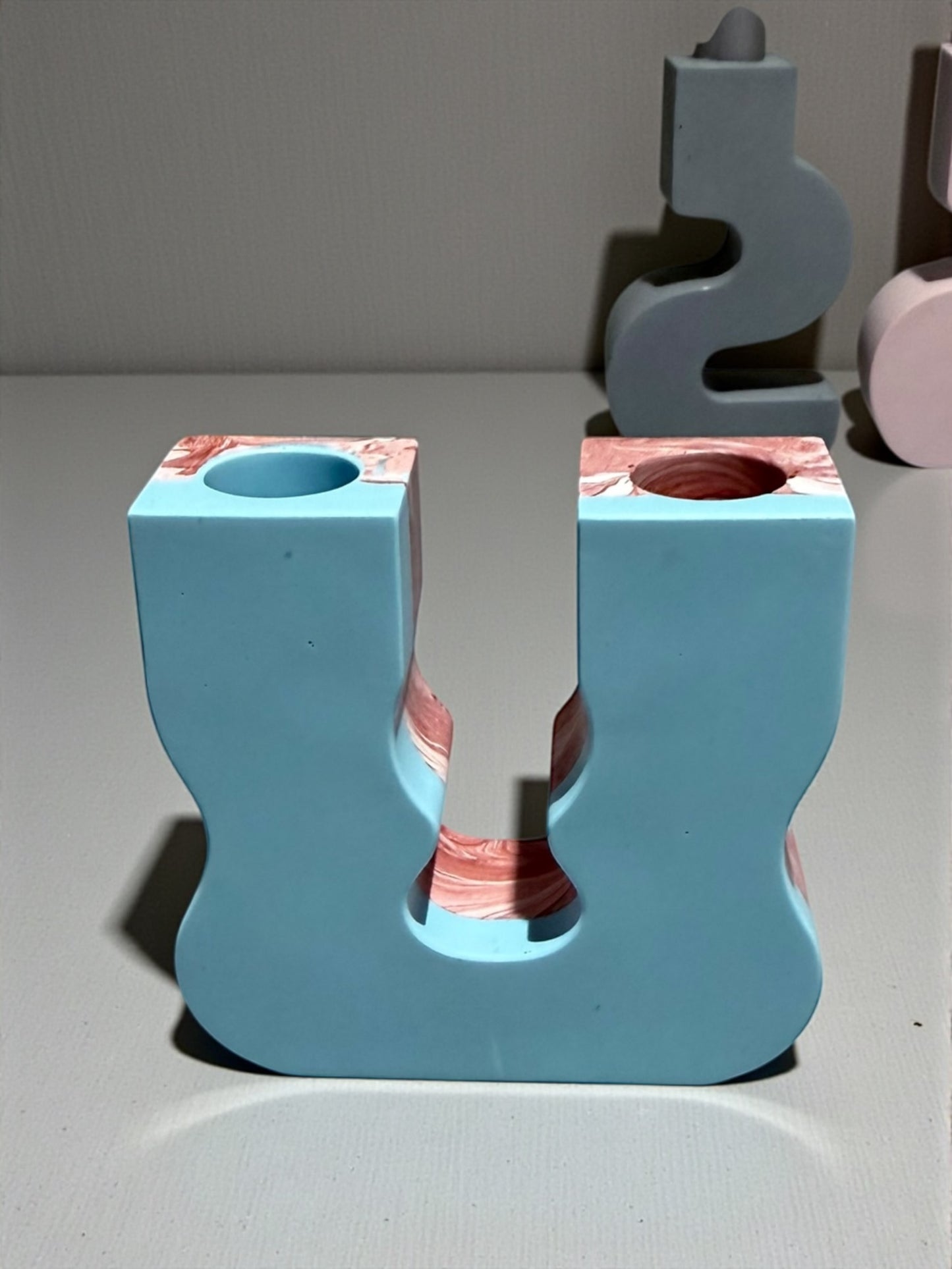 Doppelter Kerzenhalter | wellenförmiger Kerzenhalter | betondesign