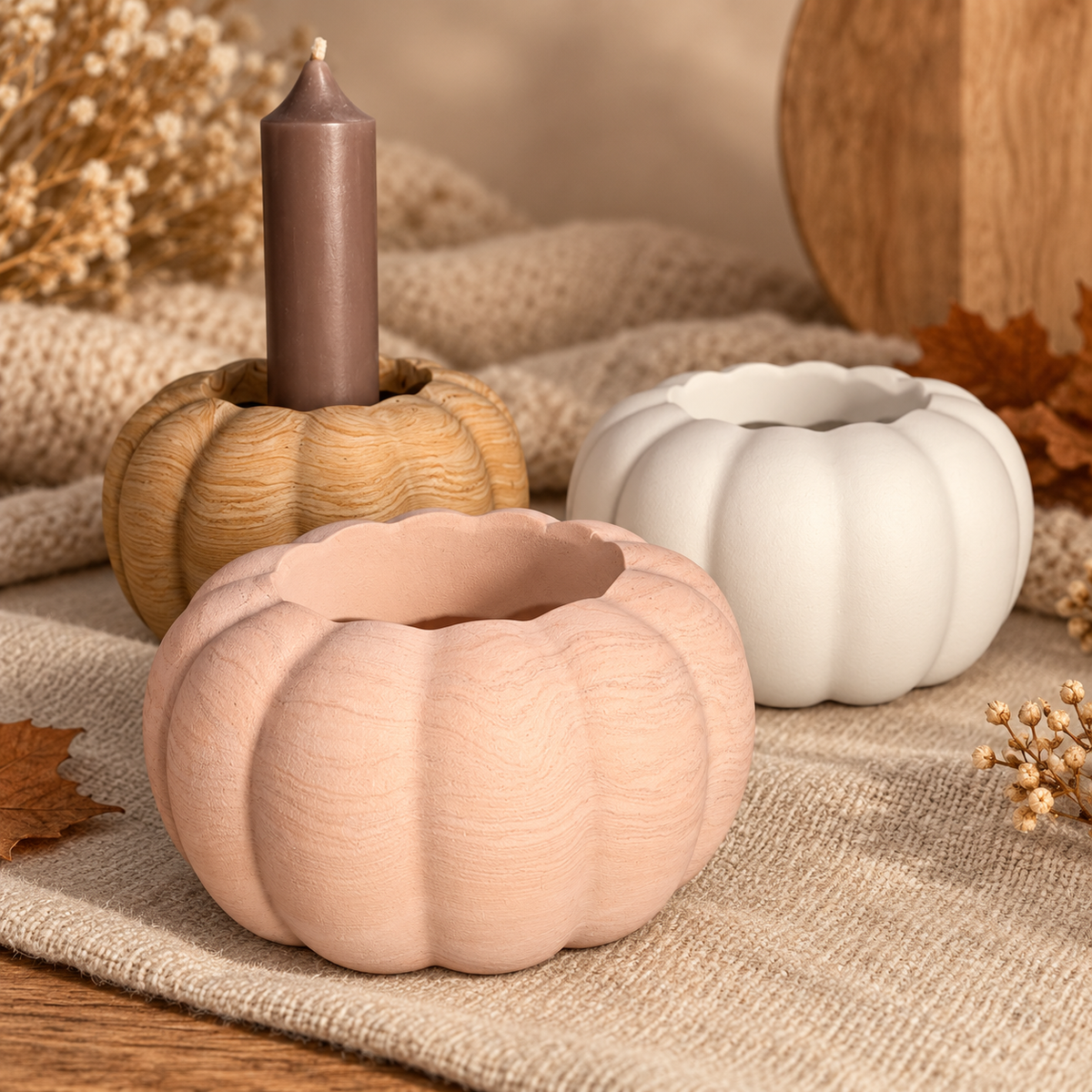 Kürbis Kerzenhalter, Pumpkin, Kürbis Deko, Kürbisse