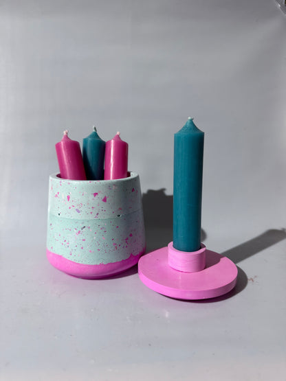Kerzenhalter - Kerzenbehälter- Becher mit Deckel - bunt