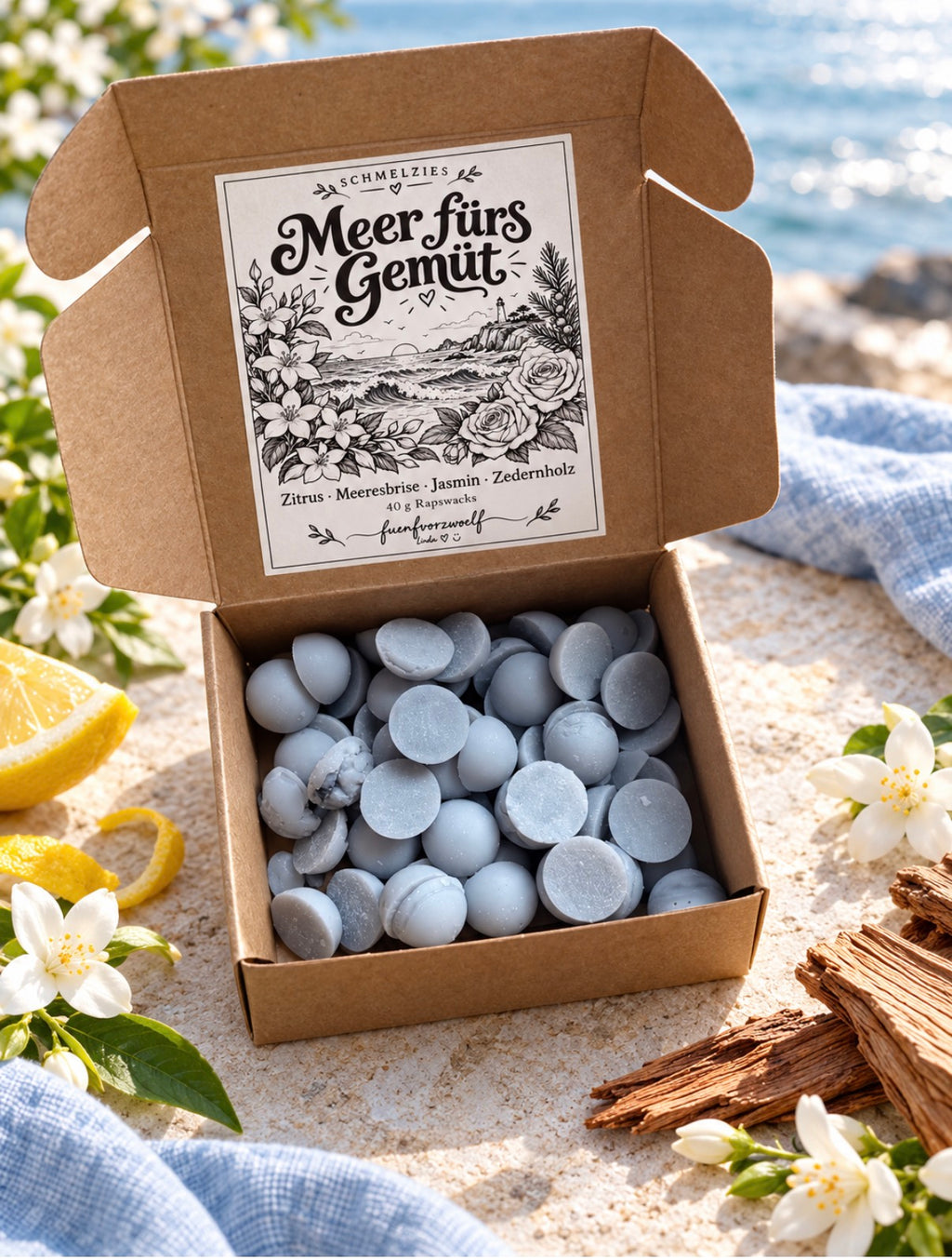 Duft-Schmelzies aus Rapswachs –     Meer fürs Gemüt