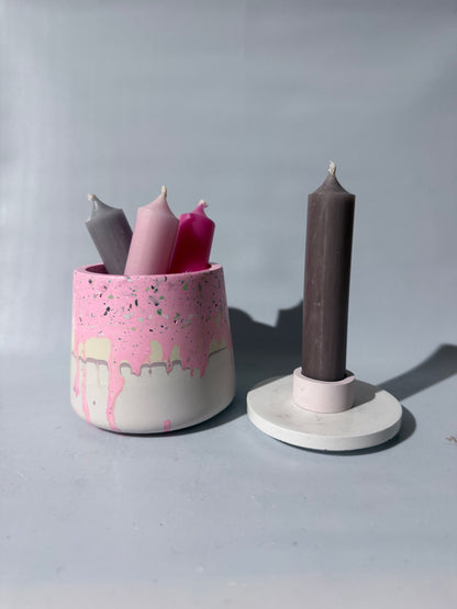Kerzenhalter - Kerzenbehälter- Becher mit Deckel - bunt