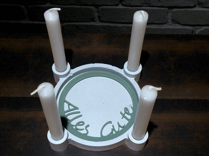 Handgefertigtes Kerzenhalter-Set mit Kerzen & austauschbarem Inlay