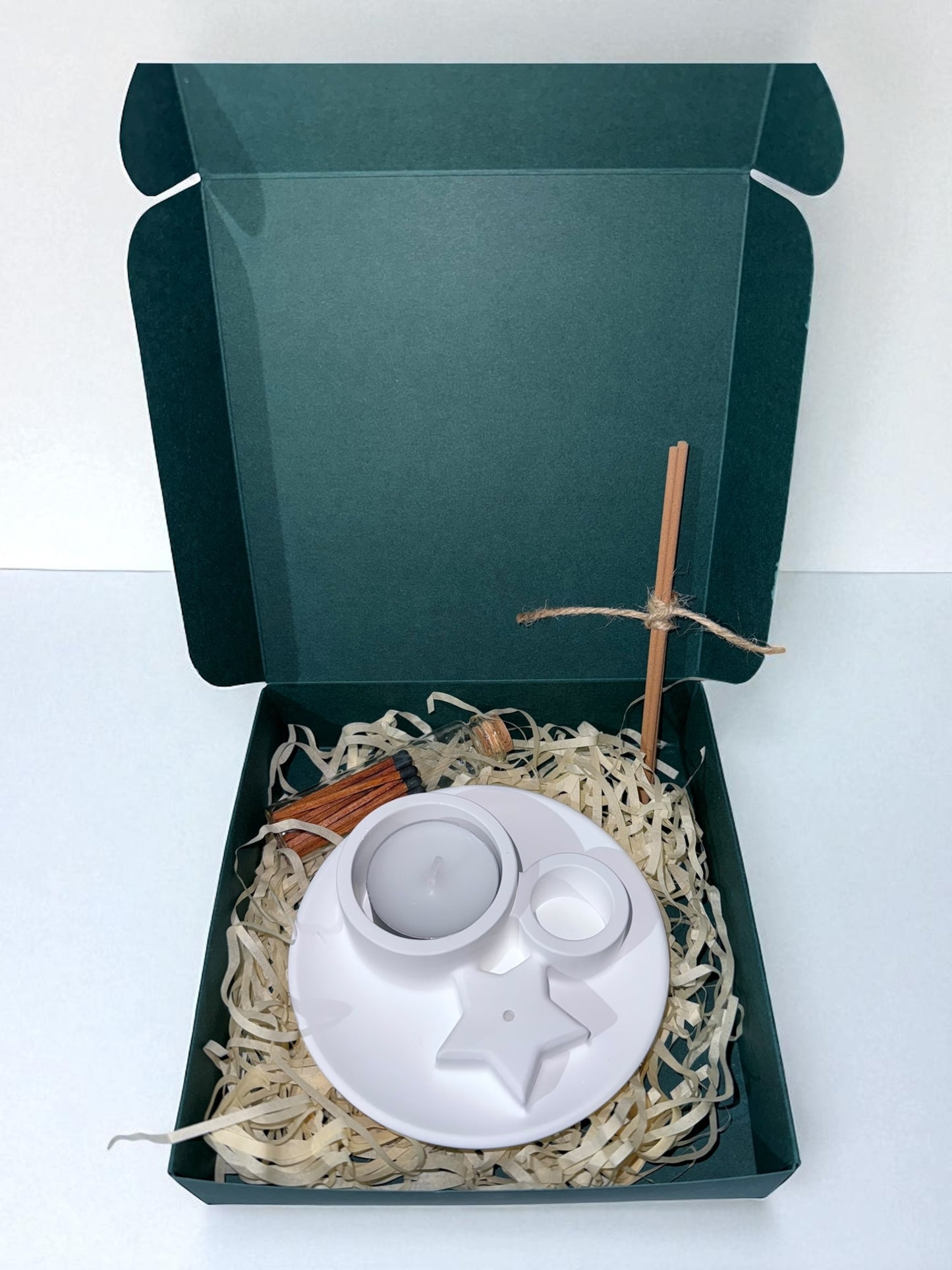 Geschenkset - Räucherstäbchenhalter- Teelichthalter - Streichhölzer- Weihnachten - Advent