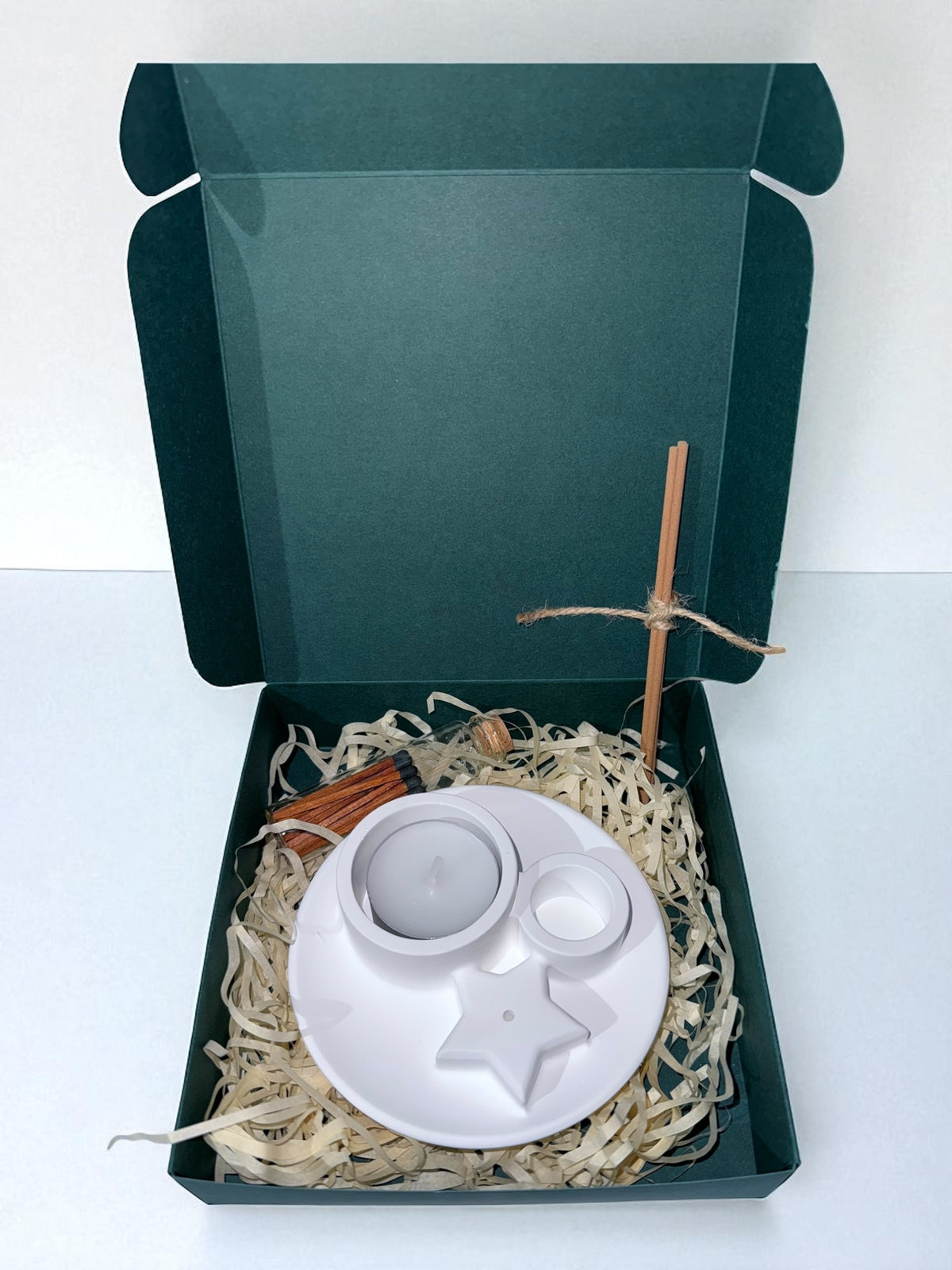 Geschenkset - Räucherstäbchenhalter- Teelichthalter - Streichhölzer- Weihnachten - Advent