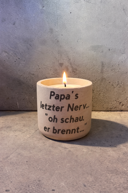 Mama’s / Papa’s letzter Nerv – Handmade Kerze mit Spruch
