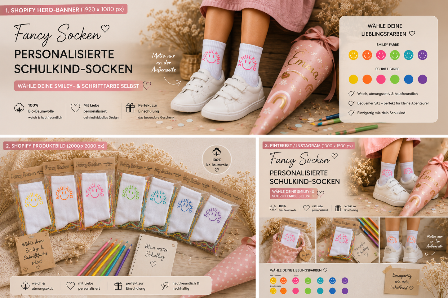 Personalised organic cotton school socks – Size 31/33 / 34/36