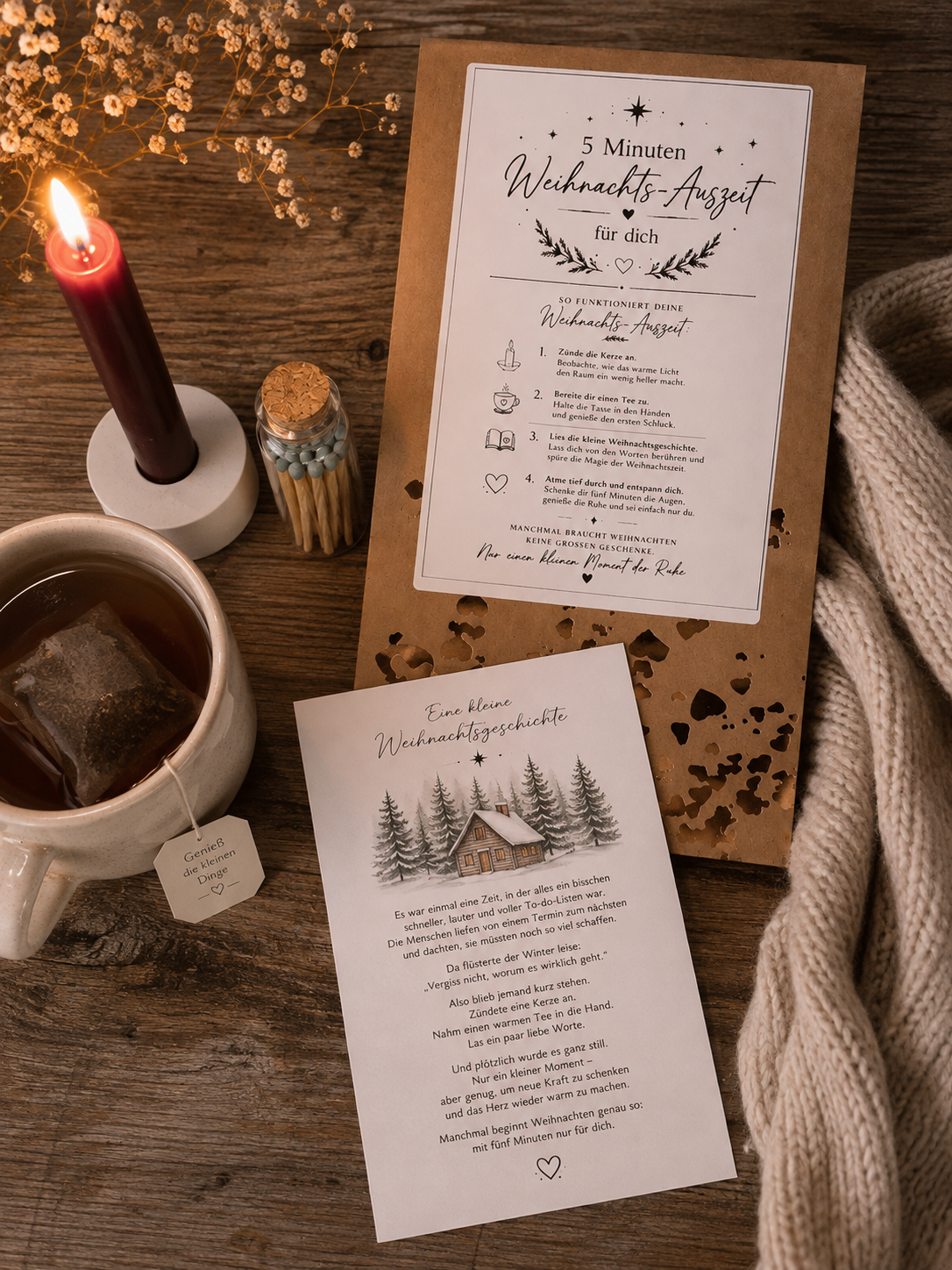 5 Minuten Weihnachts-Auszeit für dich | Geschenkset mit Kerze, Tee & Weihnachtsgeschichte