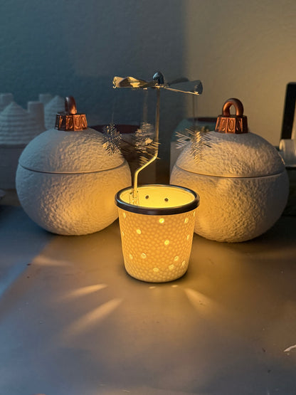 Teelichthalter aus Porzellan mit Propeller - Set