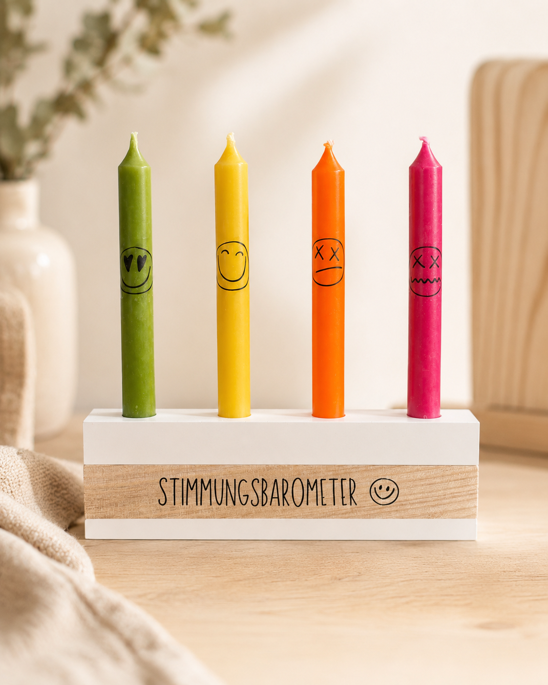Stimmungsbarometer mit 4 Kerzen – lustige Geschenkidee für Paare