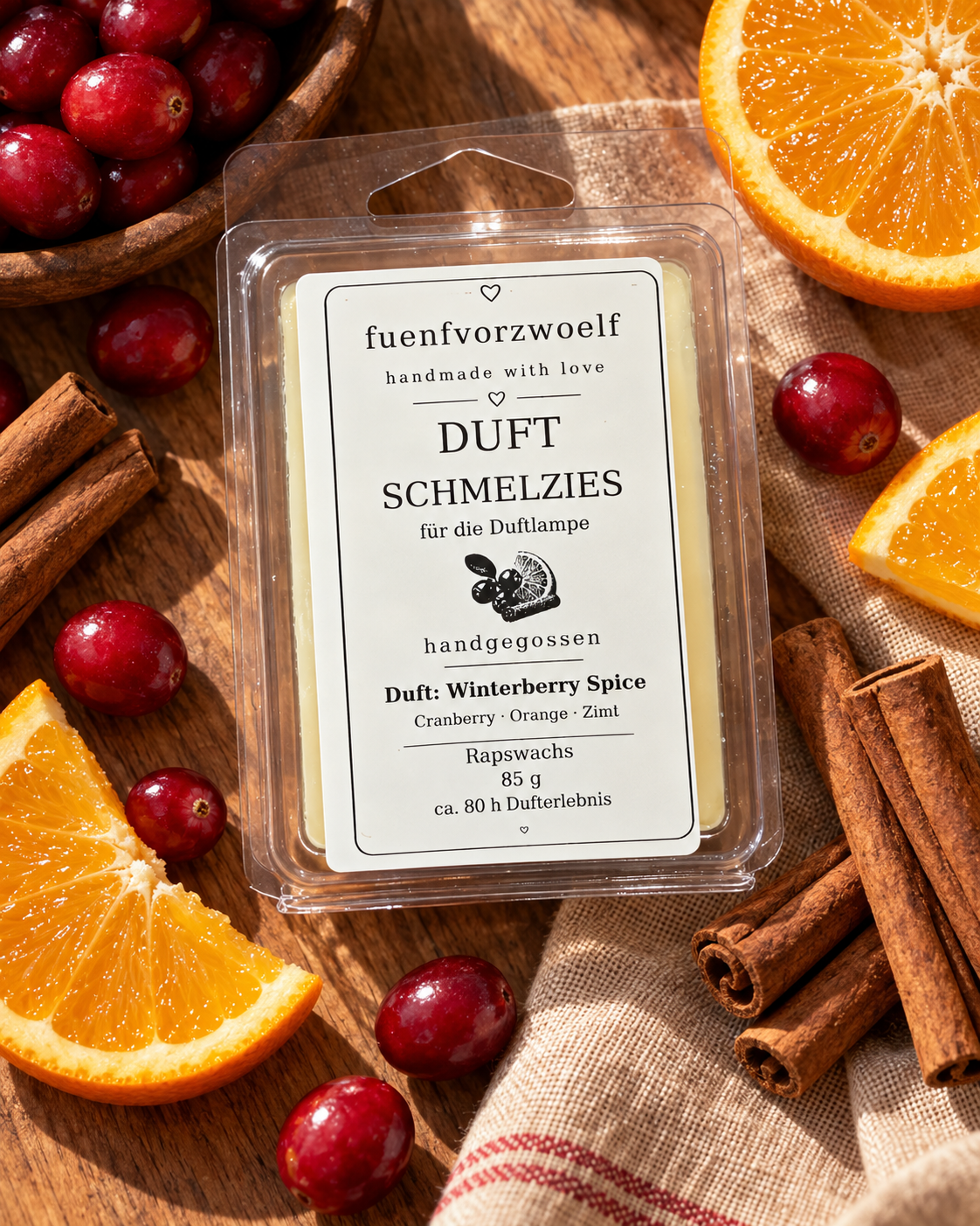 Duft-Schmelzies aus Rapswachs – Winterberry Spice · 85 g