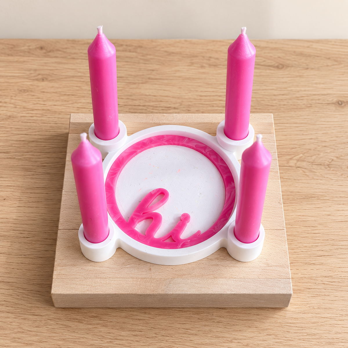 Kerzenhalter-Geschenkset mit 4 Kerzen & Spruch-Einleger
