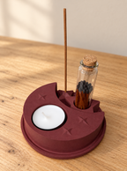 Teelicht- & Räucherstäbchen-Set mit Mond oder Stern