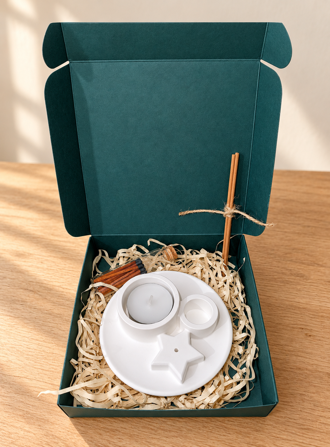 Teelicht- & Räucherstäbchen-Set mit Mond oder Stern