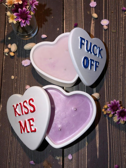 Herz Kerze Schatulle mit Statement.