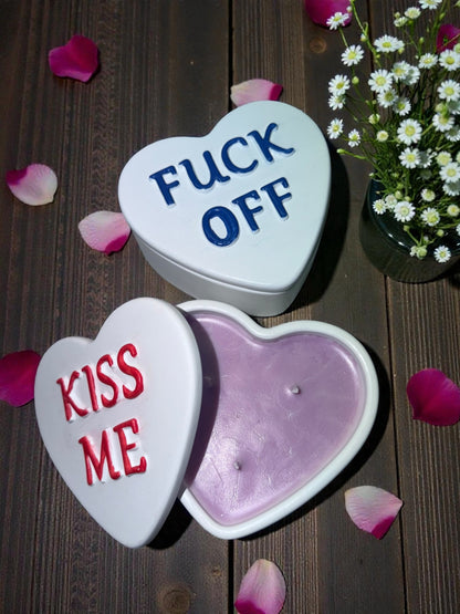 Herz Kerze Schatulle mit Statement.