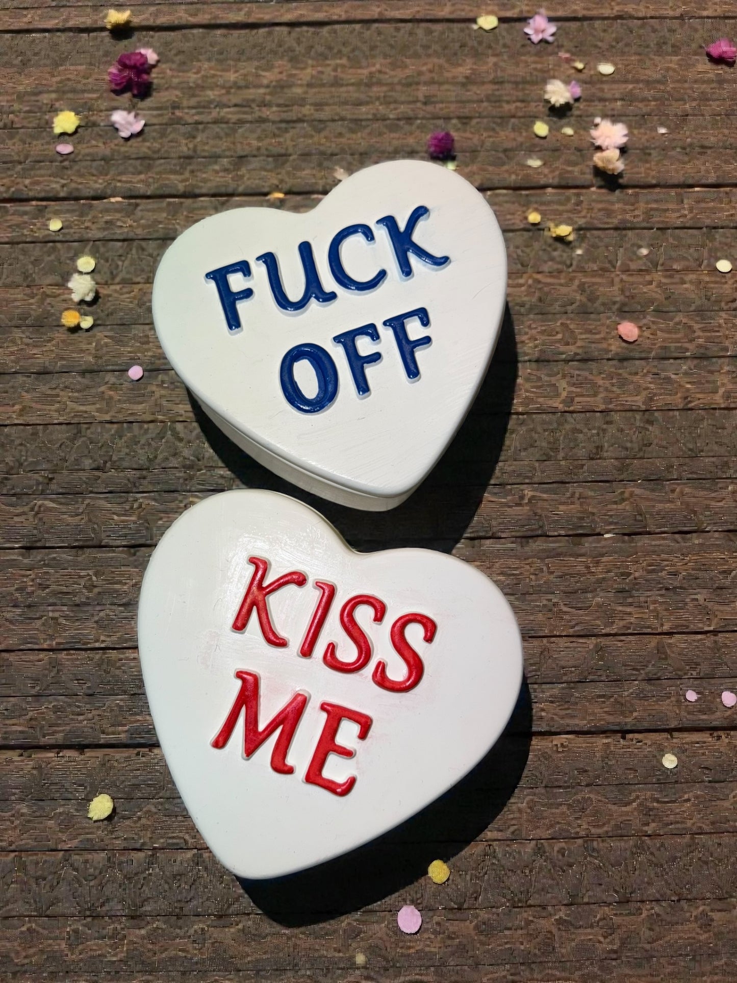 Herz Kerze Schatulle mit Statement.