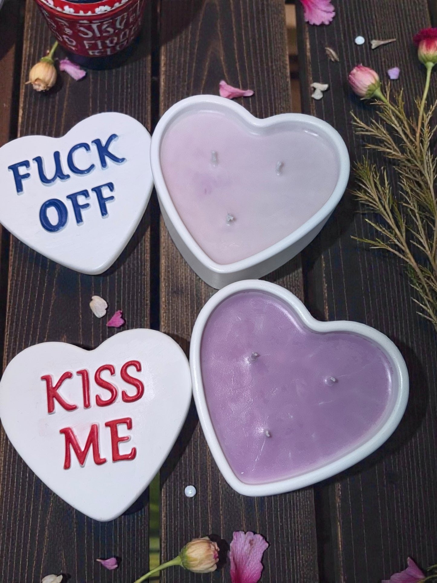 Herz Kerze Schatulle mit Statement.