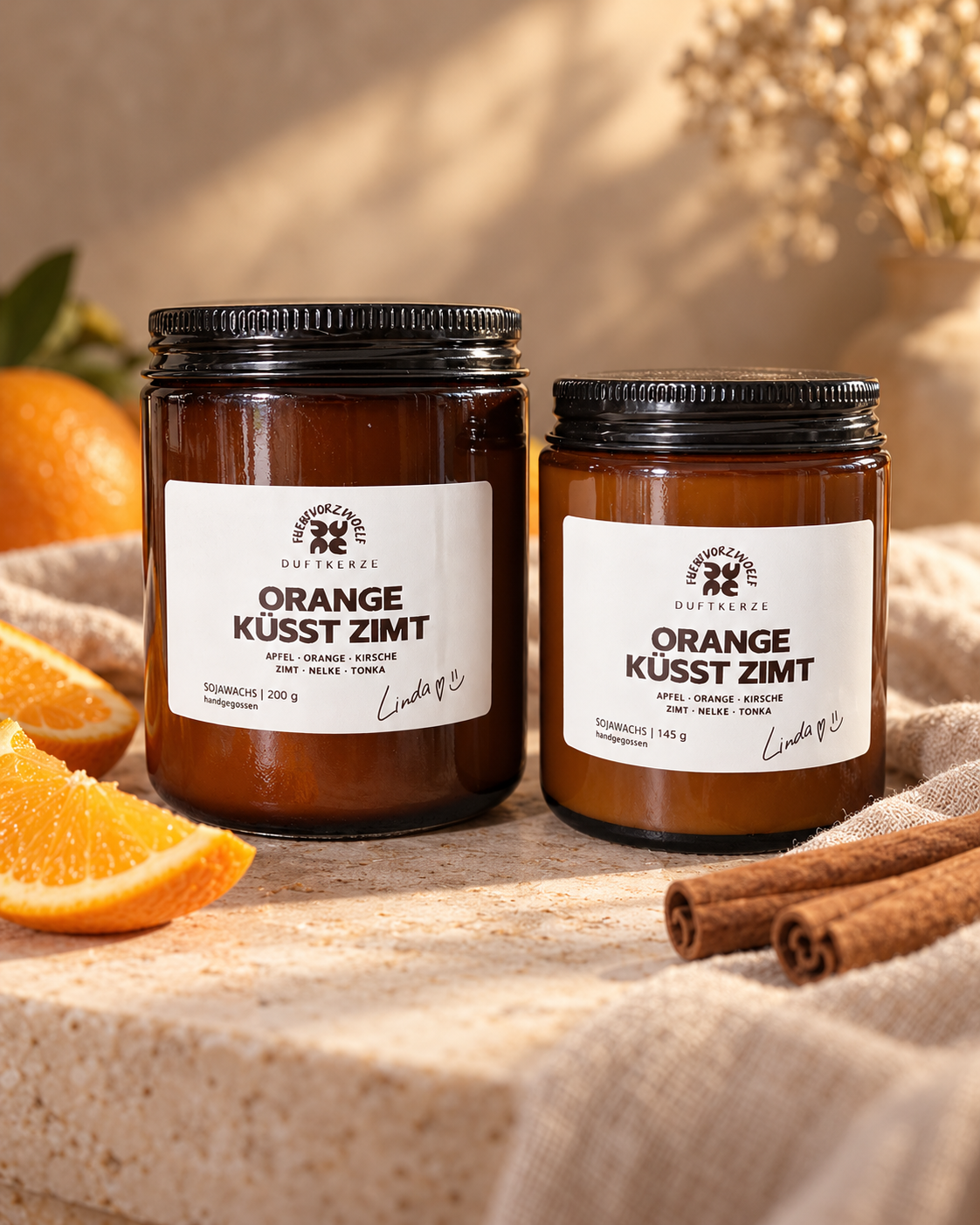 Orange küsst Zimt-Duftkerze | 145 g | 200g