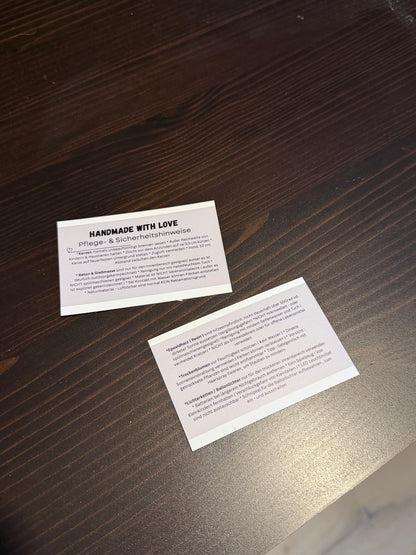 Profi-Sicherheitshinweise für Handmade-Labels (Visitenkarten-Format)