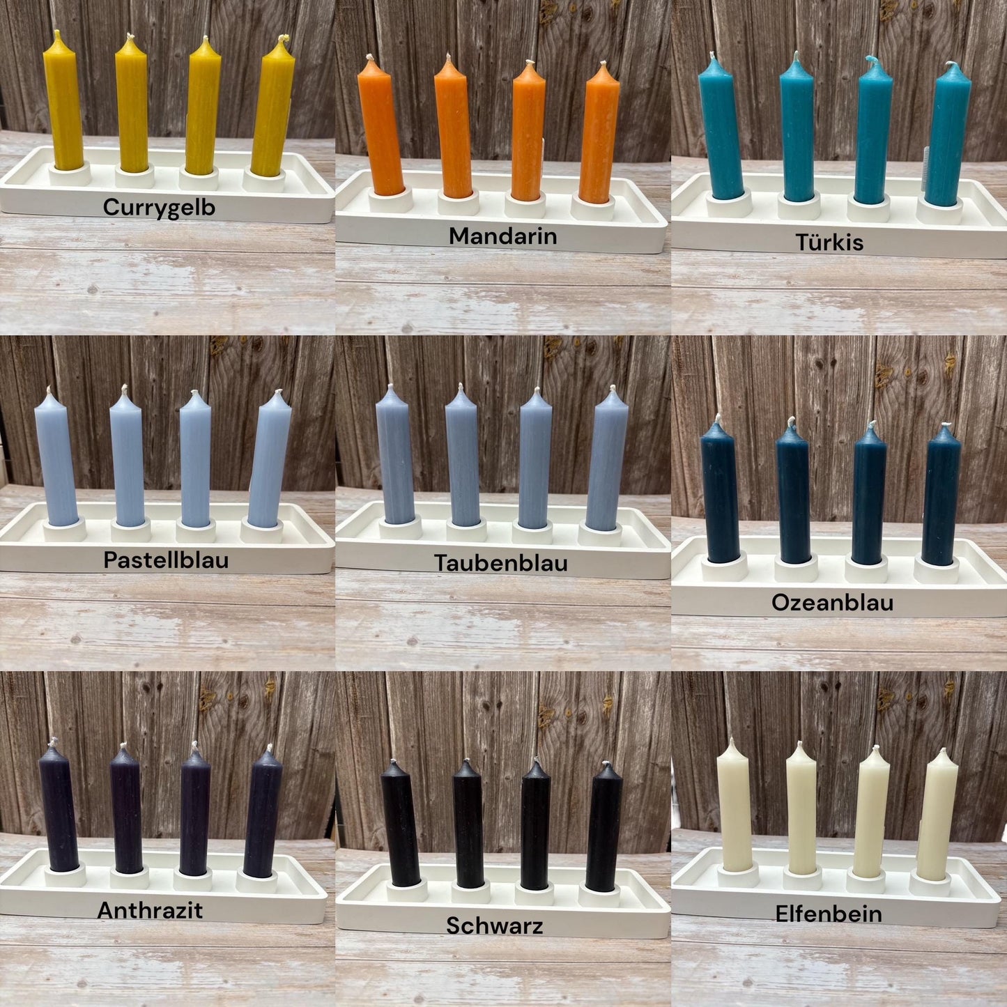 Stabkerzen 10 cm x 2,2 cm – Kerzenfarm Hahn – tropffrei & rußarm – kurze Deko-Kerzen – Handarbeit – verschiedene Farben