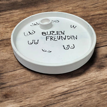 Geschenkset für die beste Freundin – Gießmasse-Teller & bunte Sprüche-Kerzen