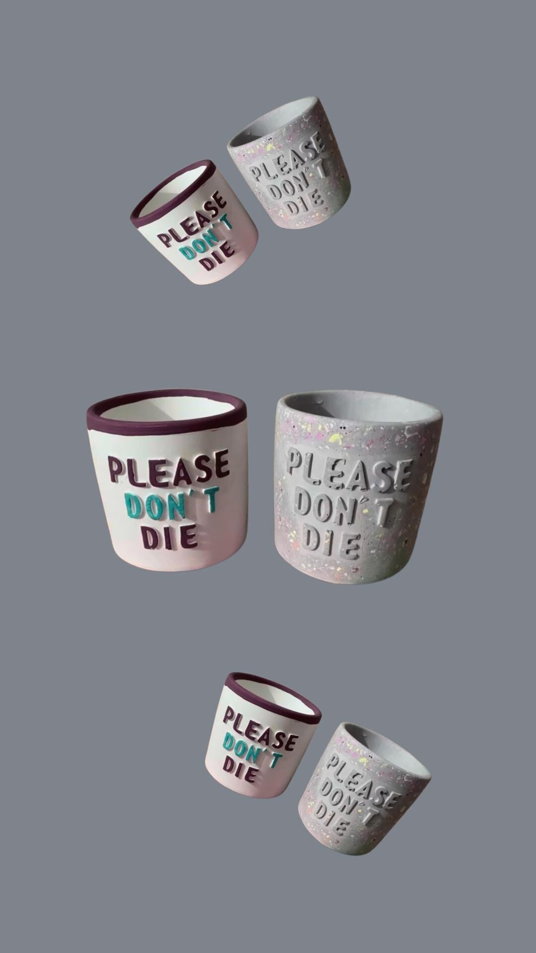 Witziger Blumentopf aus Gießmasse | „Please Don’t Die“ Pflanzenübertopf | Handmade Dekoration für Zimmerpflanzen | Geschenk für Pflanze