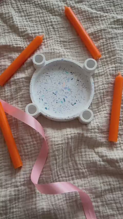 Handgefertigtes Kerzenhalter-Set mit Kerzen & austauschbarem Inlay